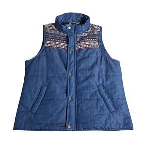 Andree By Unit Vest Women Medium Blue Puffer Southwestern Western Cowgirl Boho